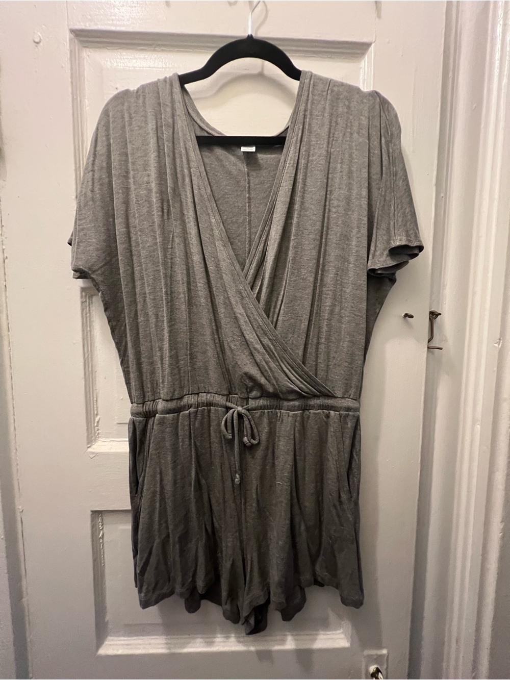 Old Navy Gray Short Sleeve Wrap Romper